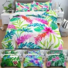 Комплект постельного белья с тропическими листьями и Рисунком бабочки для спальни удобный цветочный пододеяльник и наволочка комплект из 23 шт. пододеяльник