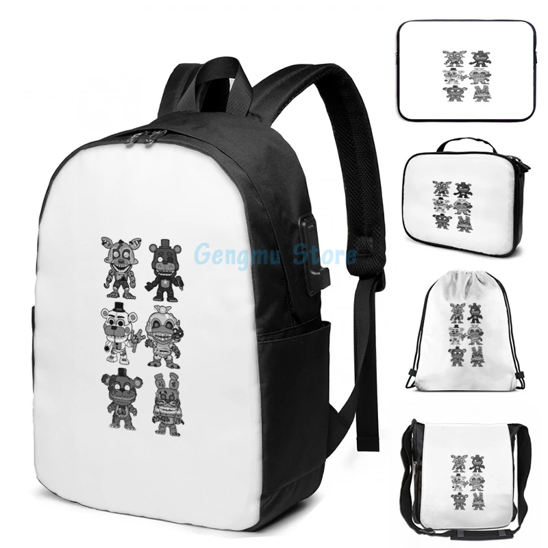Серый Рюкзак FNAF с забавным графическим принтом для мужчин и женщин школьные