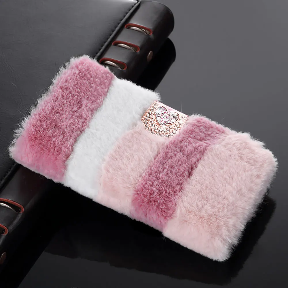 Luxury Crystal Diamond Fur Case for IPhone 12 11 Pro Max Xr X Xs 6 6S Plus 7 8 5 5S SE2020 Leather Flip Wallet Fluffy Cover | Мобильные