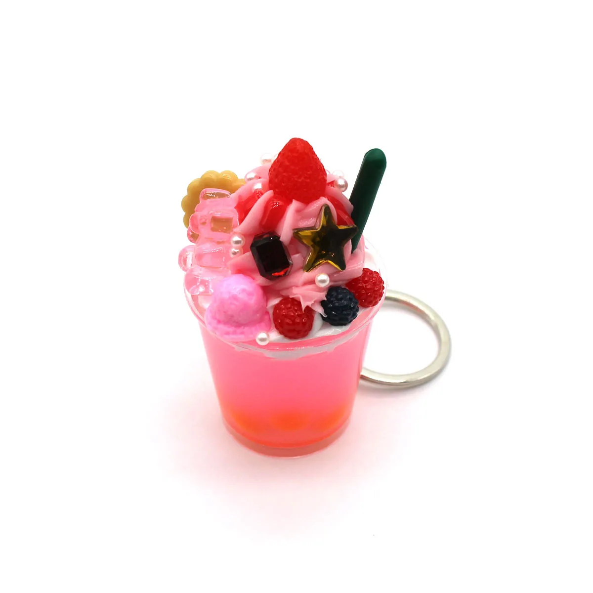 Металлический брелок для ключей 3D в виде чайного мороженого фруктов звезд сердца