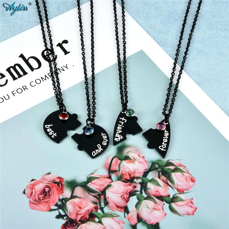 Ayliss набор из ожерелья с подвеской в виде сердца стразы сплава лучшие друзья
