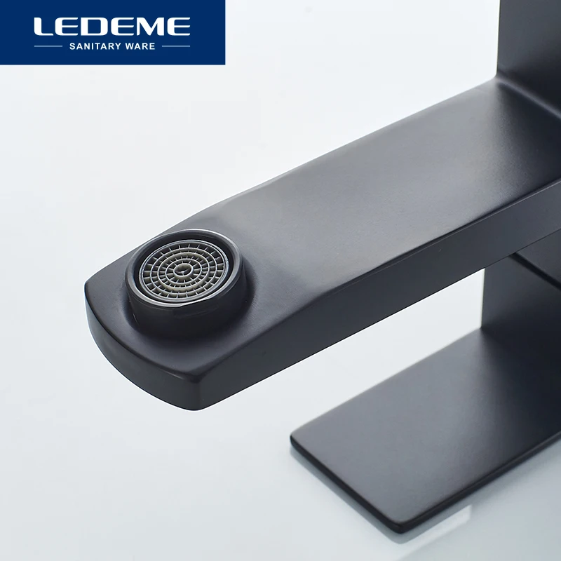 Смеситель для раковины LEDEME L71033B черный кран ванной комнаты с распылителем