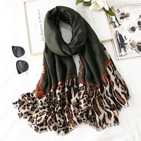women winter scarf luxury leopard print hijab scarves lady shawls wraps cotton pashmina foulard bandana 2021 design