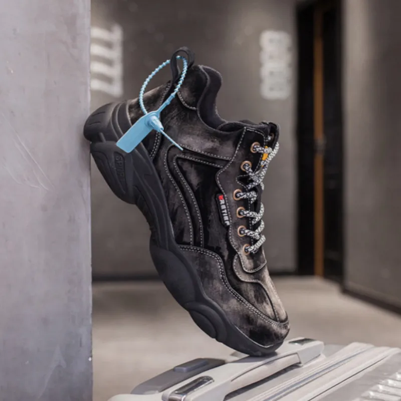 Женские кроссовки из натуральной кожи на шнуровке с круглым носком|Беговая