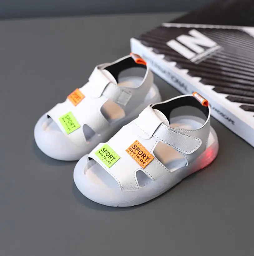 Детские сандалии светильник вверх детское летнее платье Женская обувь с