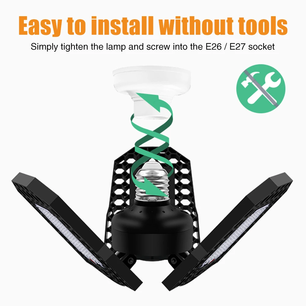 

144 LEDs Foldable E26 E27 Plant Grow Light Indoor For Hydroponics Three Leaf Houseplants Greenhouse Backyard Garden Waterproof