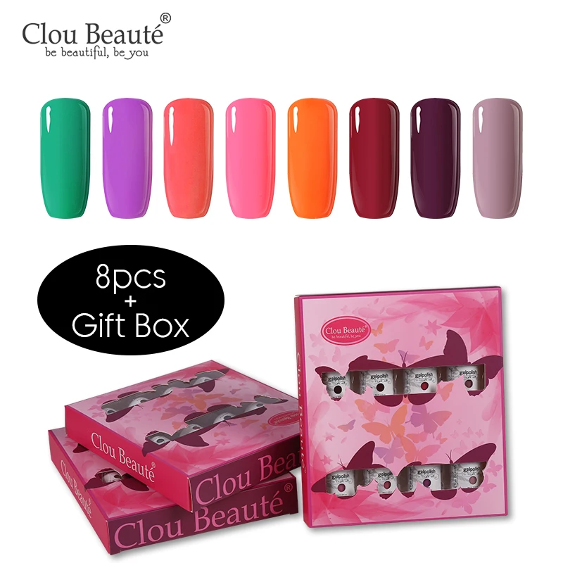 ZH04 Clou Beaute набор гелей-лаков для полуперманентного маникюра, набор растворимых лаков для дизайна ногтей, 8 шт - Цвет: ZH04