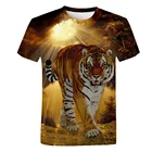 Для Мужчин's 3D тигр рисунок футболка с интересным дизайном Повседневное короткий рукав Топ Футболка азиатского Размеры S-6XL прямые продажи с фабрики