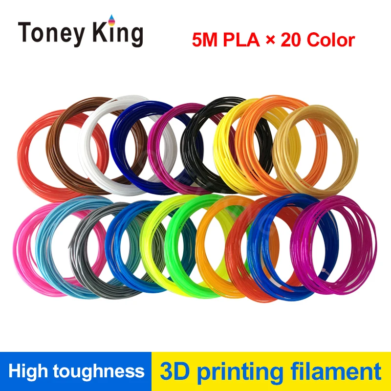 

Toney King 20Color*5m 3D Pen Special 1.75mm PLA Filament 3D Printing Material 3D Printer Refills Modeling Stereoscopic 100m