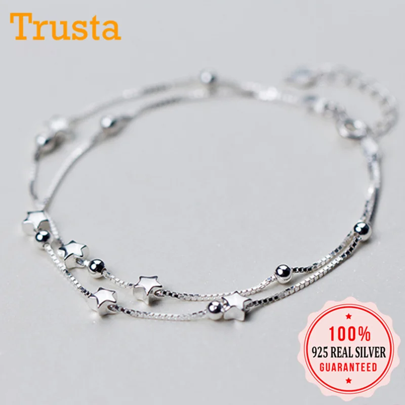 Trustdavis, Настоящее серебро 925 пробы, Модные женские ювелирные изделия, крест, браслет 15,5 см для женщин, девушек, леди, подарок DA97