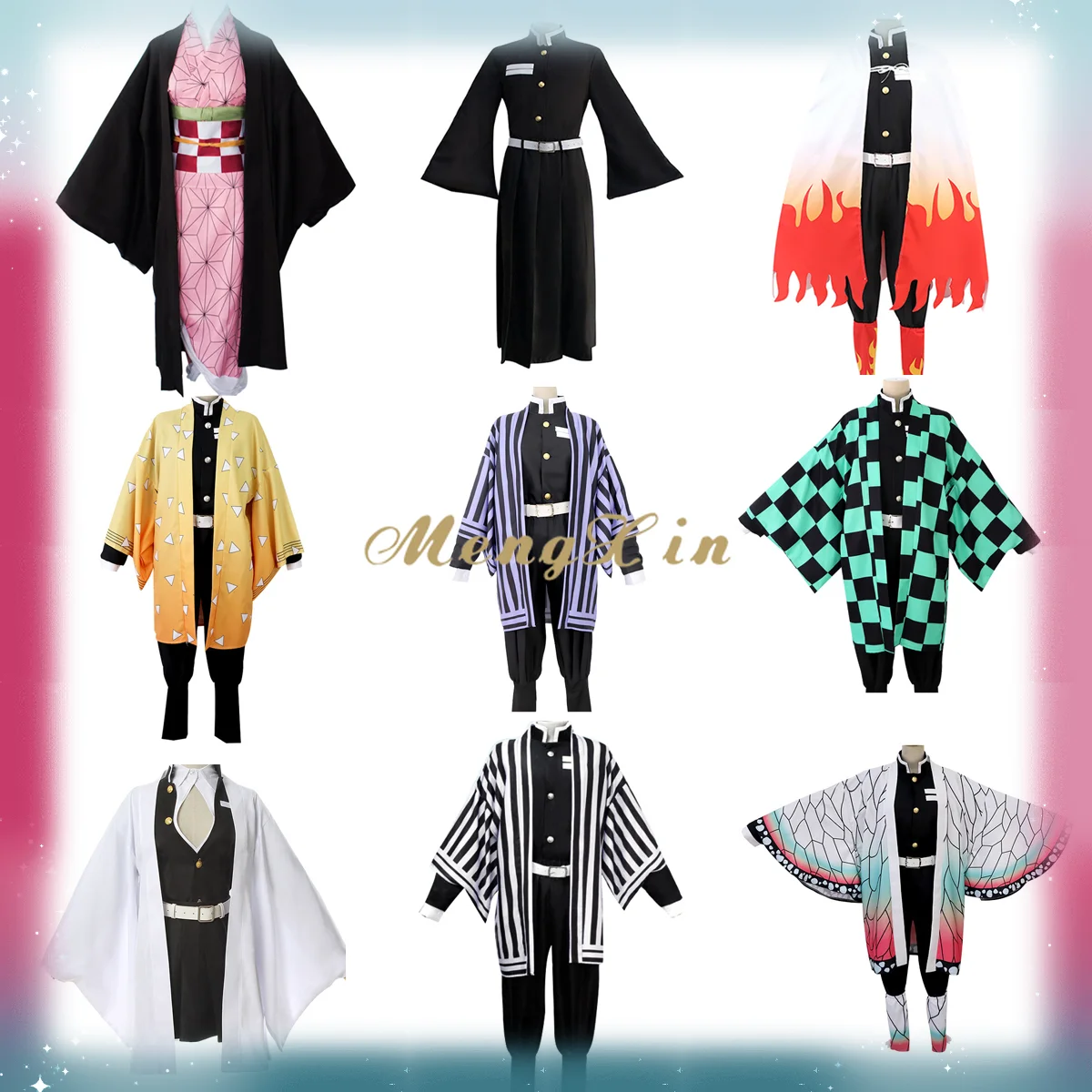 

New Anime Demon Slayer: Kimetsu No Yaiba Zenitsu Giyu Tanjirou Kamado Nezuko Cos Women Kids Men Kimono Uniform Cosplay Costume