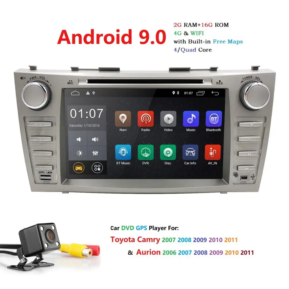 Hizpo android 9.0 car dvd for Toyota camry 2008 2009 2010 2011 radio navigation 2+16G quad core stereo gps media playe | Автомобили и