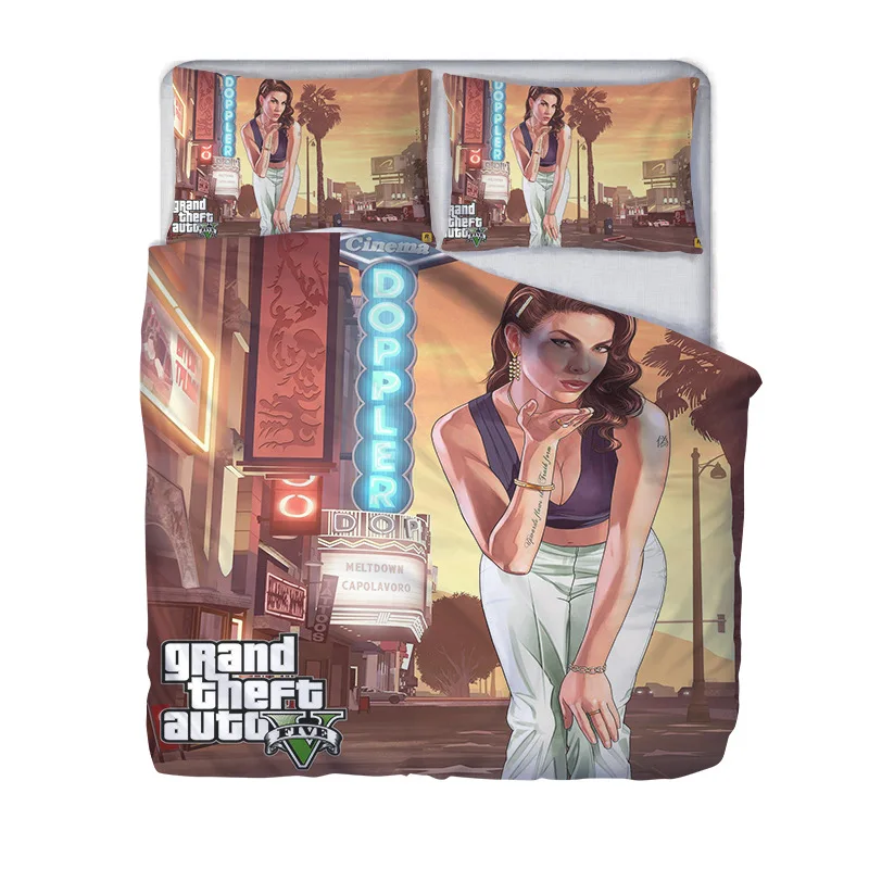 

HD Digital Print Bedding Sets Grand Theft Auto style Duvet Cover+ Pillowcase 2/3pcs Customized bed set US/AU/EU size