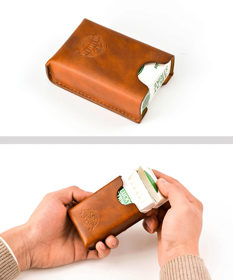 One Leather Cigarette Box Men Gift Cigarette Case Mens Gifts Cigarette Cover Smoke Tobacco Pouch Vegetable Tanned Leather