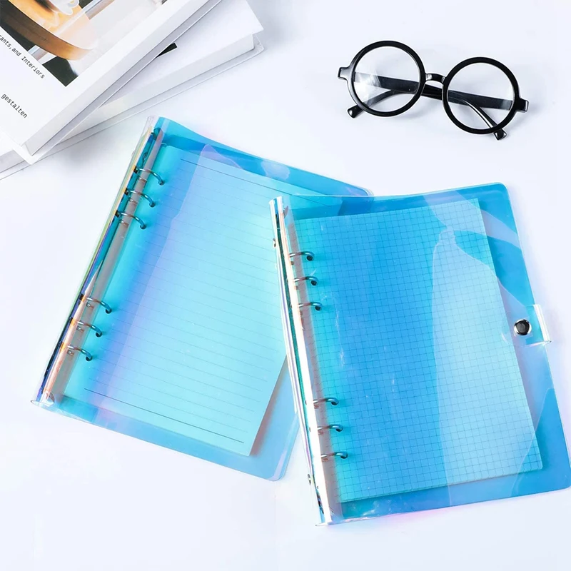 

2 Pieces Rainbow Clear Soft PVC Notebook Cover Protector for Ring-Bound Planner Page, Inner Paper Not Included (A5 Size)