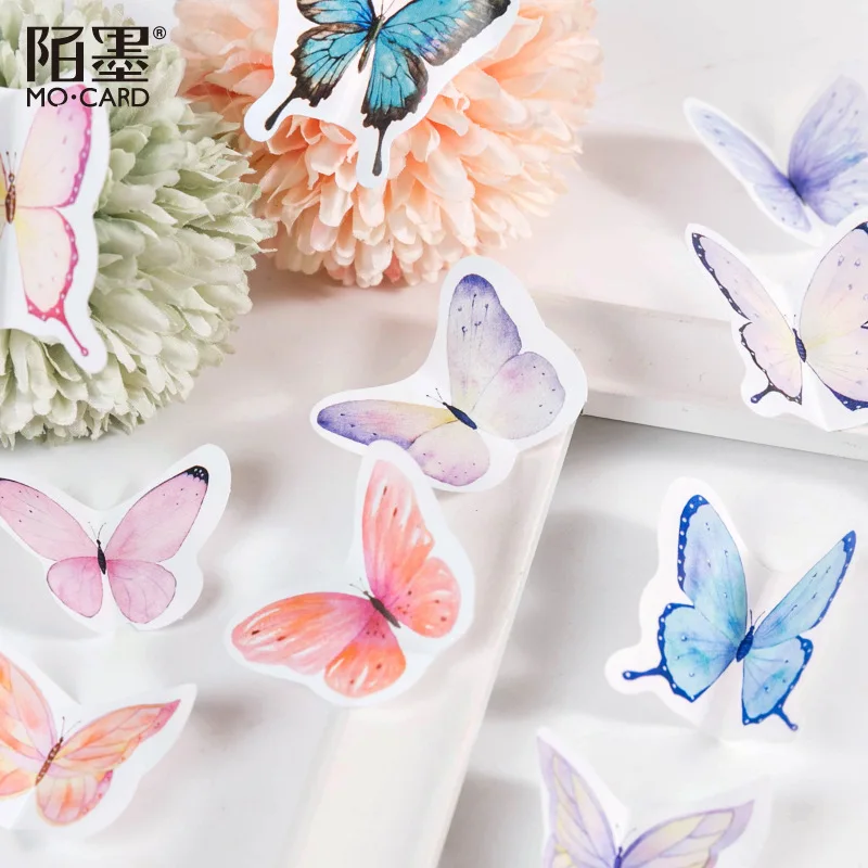 

45 шт., милые наклейки в виде бабочек для журнала, скрапбукинга, телефона, холодильника, ноутбука, дневника, планировщика, эстетической школы