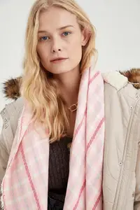 DeFacto зимние женские аксессуары квадратный узор с бахромой с отложным воротником теплая верхняя одежда новые модные Season-S7935AZ20WN