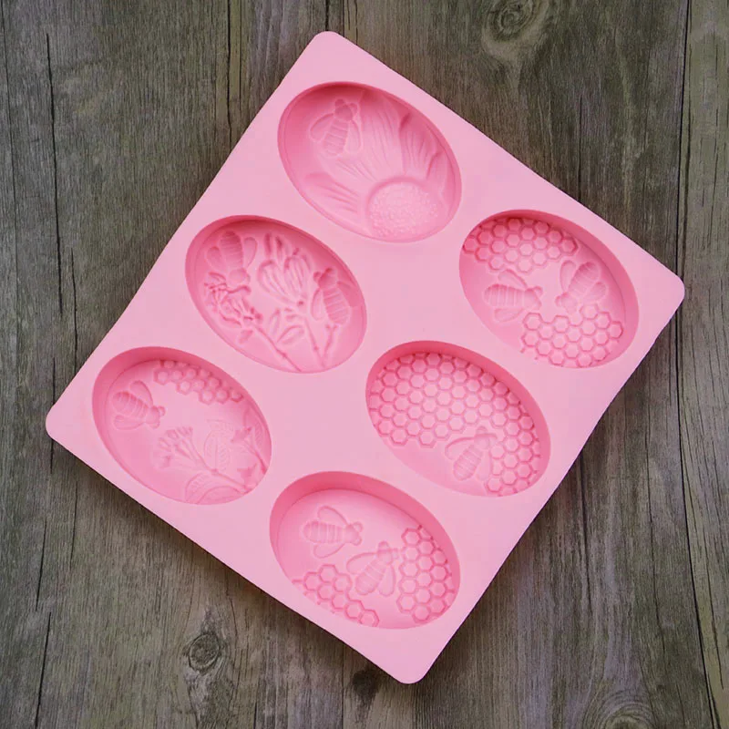 1 шт. Нетоксичная форма 6 отверстий овальная медовая пчела силиконовая для ручной