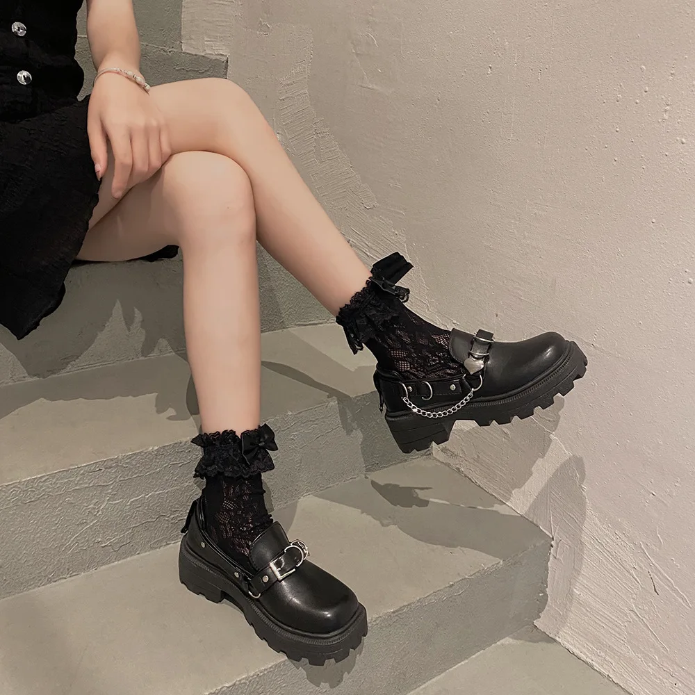 Женские туфли на толстой платформе британская кожаная обувь в стиле ретро Туфли