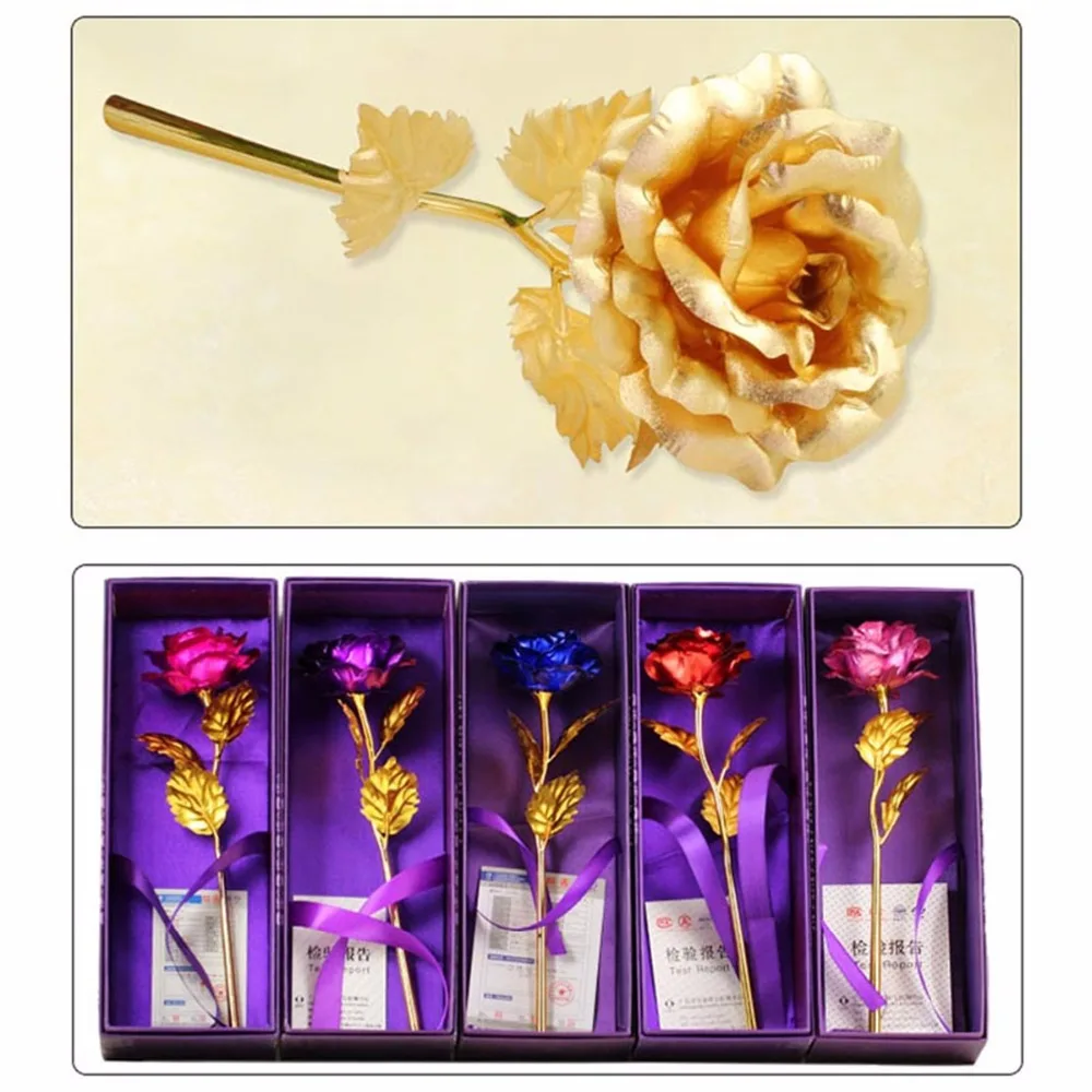 Покрытый фольгой розовое золото розы свадебные декорации цветок подарок на день