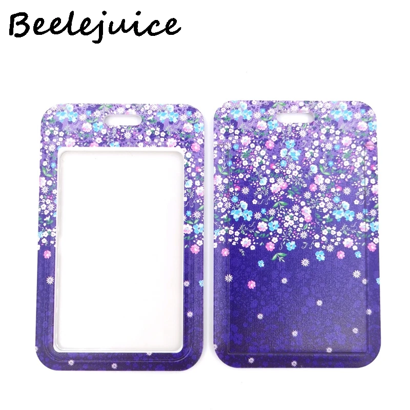 

Фиолетовые цветы для кредитных карт ID держатель сумка студента Для женщин Дорожная сумка для карт из искусственной кожи со значком подарки ...