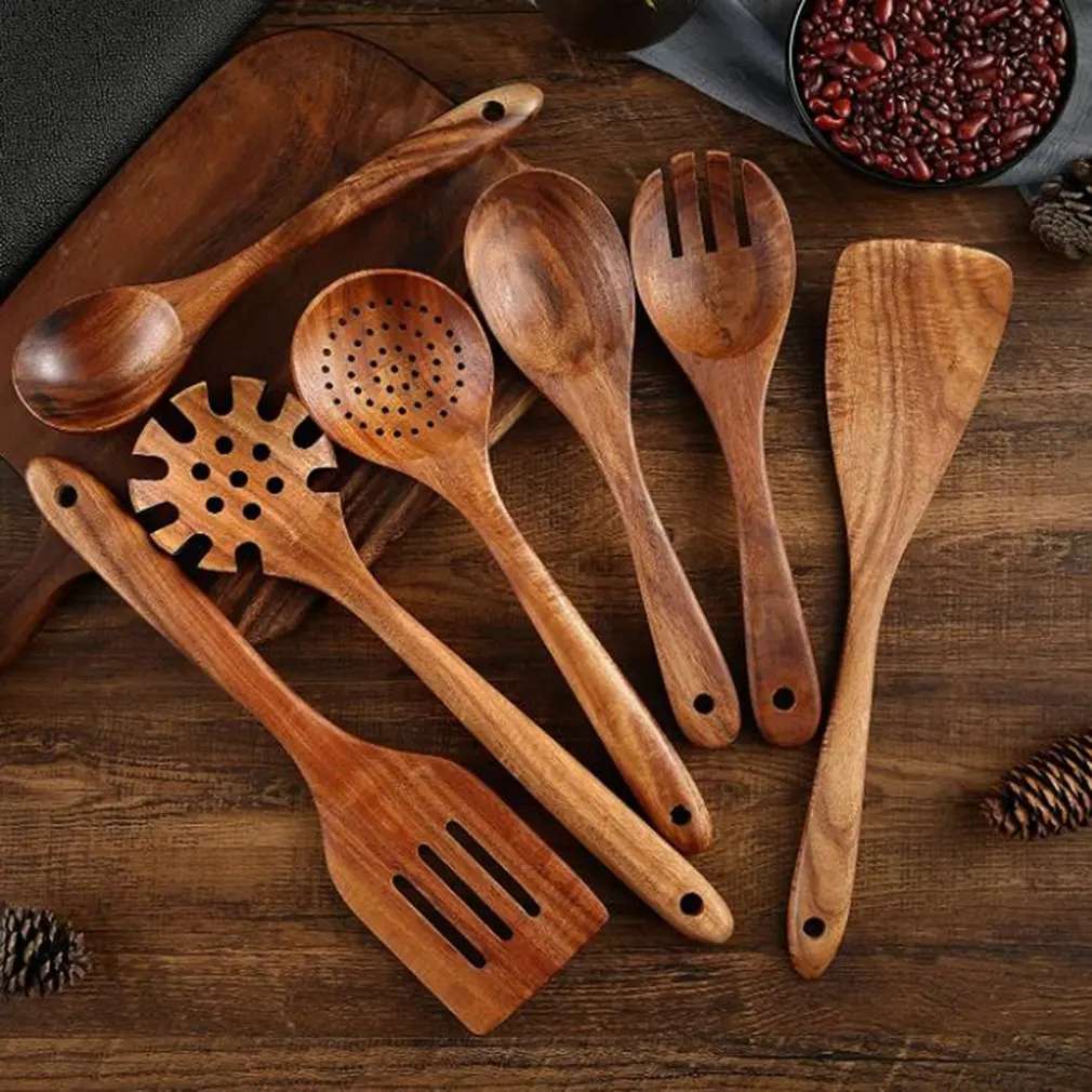 

Wooden Kitchen Cooking Utensils, 8 PCS Wooden Spoons and Spatula for Cooking, Sleek, Cookware for Home Use and Kitchen