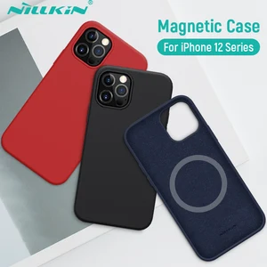 for iphone 12 pro max case nillkin magnetic liquid silicone case for iphone 12 pro phone case back cover for iphone 12mini shell free global shipping