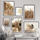 Рисунок пшеничной птицы, Осенний пейзаж, настенная живопись на холсте, скандинавские плакаты и картины на стену для декора гостиной
