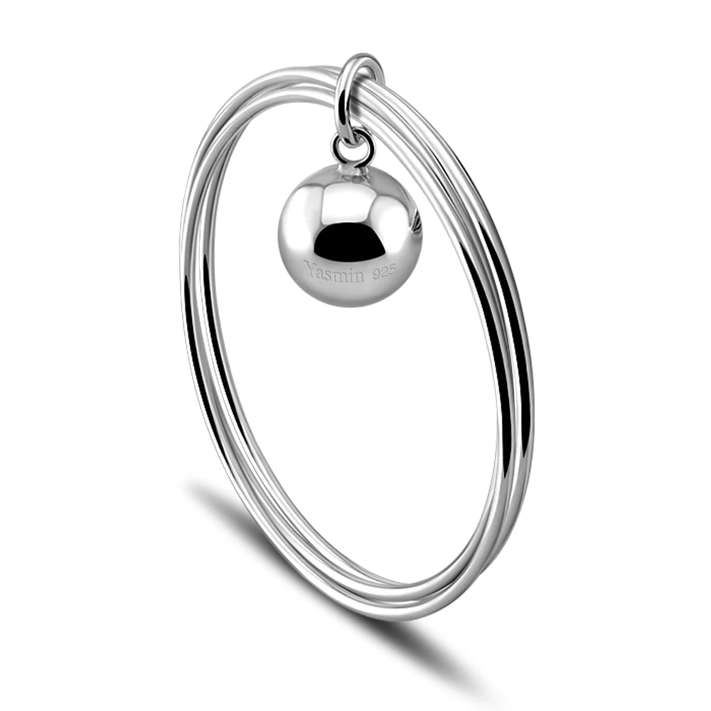 New fashion silver bells Solid 925 sterling 3 combination bracelets women ball pendant bracelet Charming lady jewelry | Украшения и
