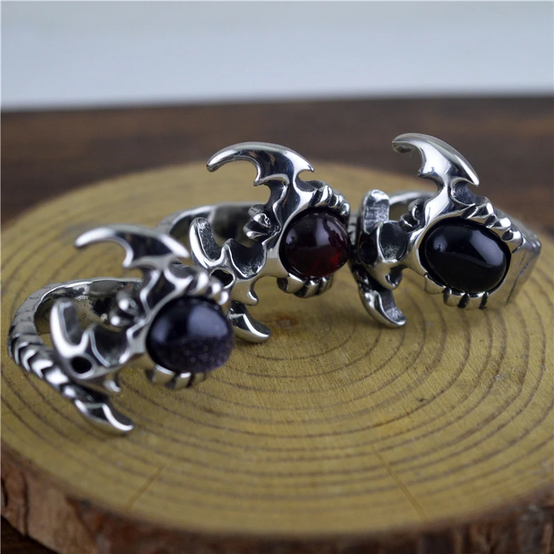 

2021 Korea Style Scorpion Open Rings With Opal Stone Punk Accessories Silver Color Stainless Steel Wedding Jewelry for Women