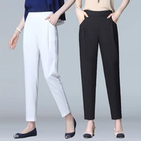 pants straight to 2021 spring and summer ice thin mom pants young people straight tube capris elastic waist womens leggings