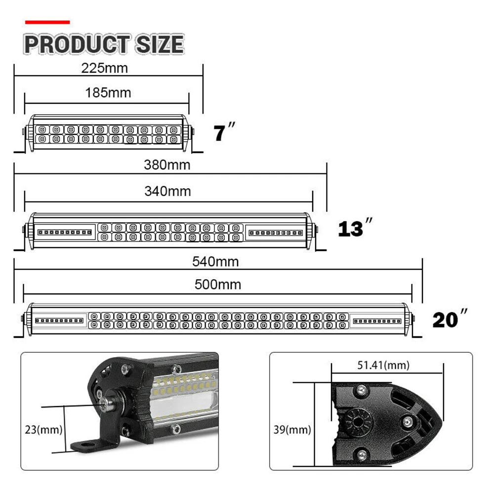 

Parts LED Light Bar Shockproof Waterproof White 6000K Car Dustproof Lamp