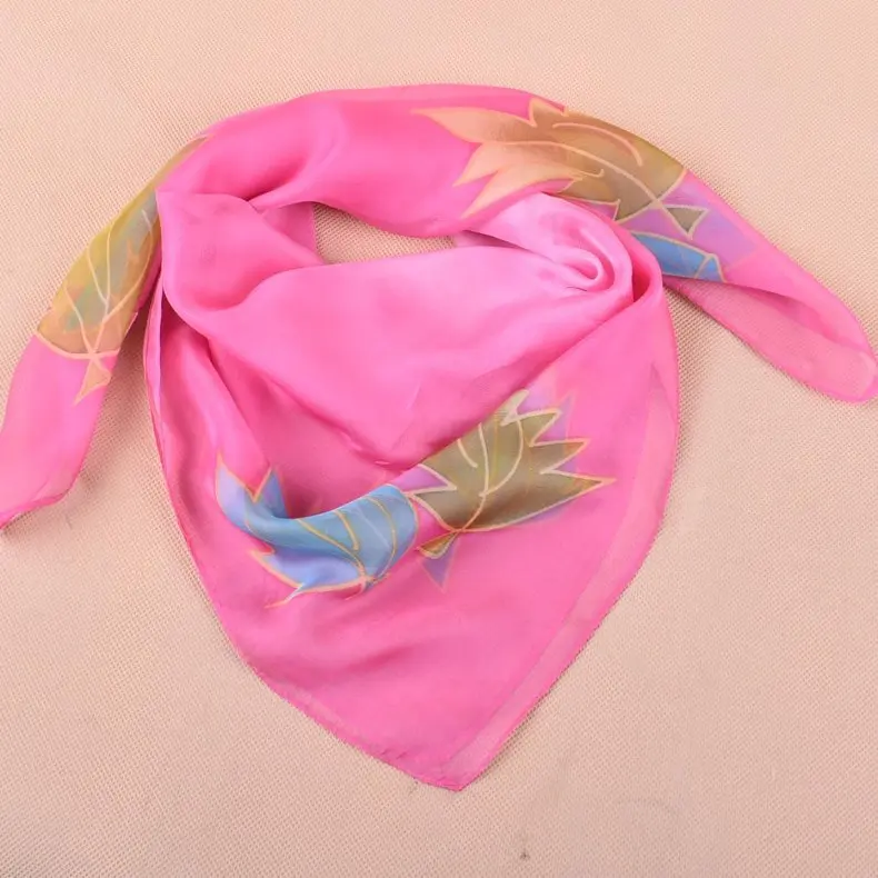 Весенняя двухцветная шелковая сатиновая квадратная лента для волос хиджаб