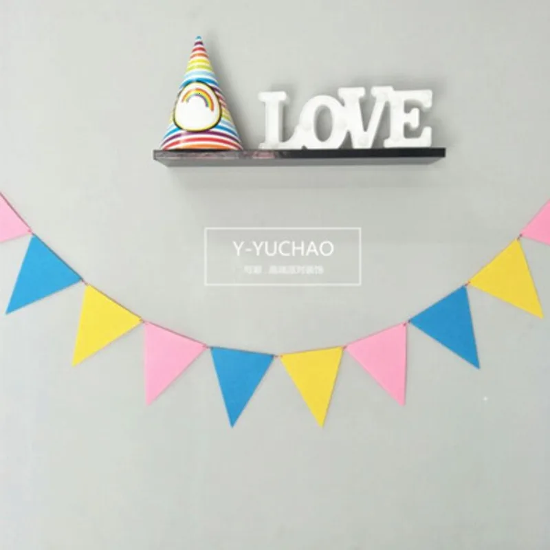 Треугольные разноцветные флаги декор для детской комнаты ручной работы