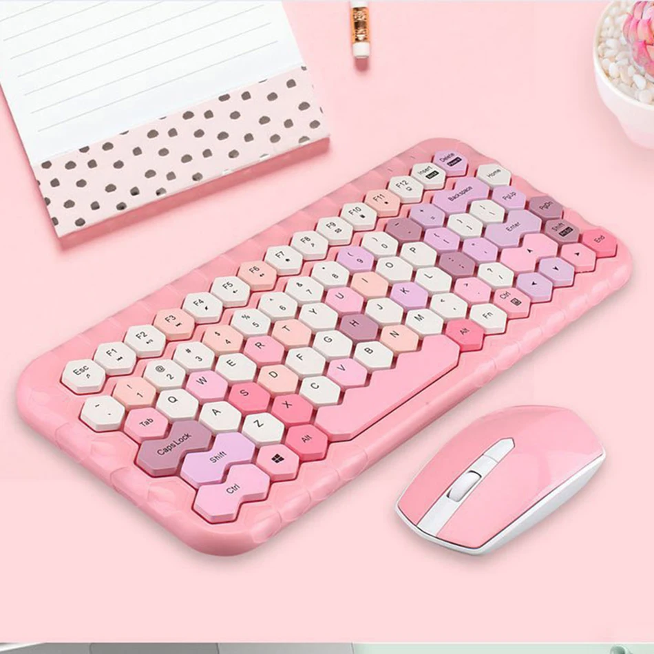 2 4G Беспроводной Клавиатура Набор разные яркие цвета круглые клавиши