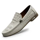 Мужские лоферы, модная дышащая деловая повседневная обувь в британском стиле из натуральной кожи, женская обувь для вождения, белаячерная обувь