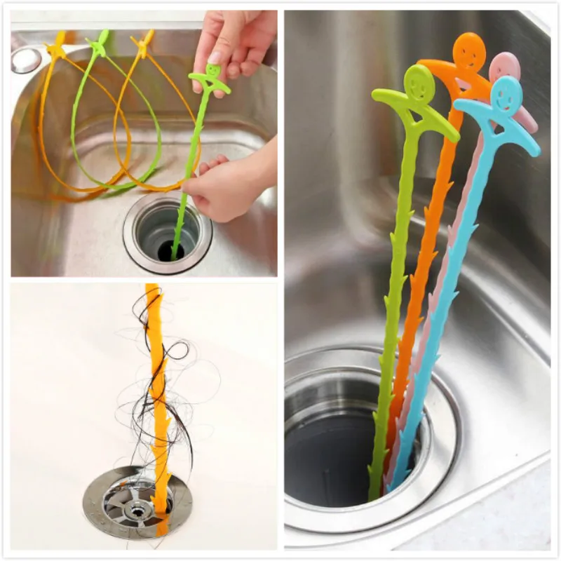 

5*51cm New Drain Snake Spring Pipe Dredging Tool Dredge Unblocker Drain Clog Tool Kitchen Sink Sewer Cleaning Hook Water Sink