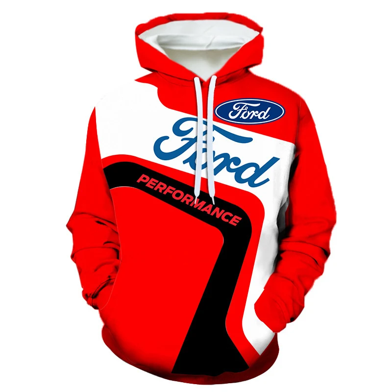 

New The spring and autumn trend men's Ford car logo 3D printing pattern hoodie men's clothing around Harajuku