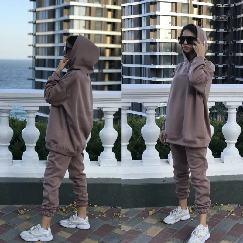 

Sportswear Sports Suit Women Oversized Hoodie And Pants Casual Sport Suit Winter Two Piece Set Hoodies For Women's Tracksuit