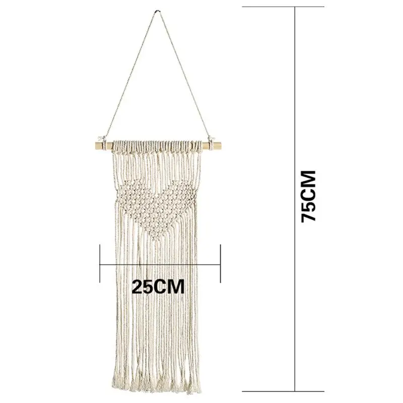 

Bohemian Macrame Wall Hanging Woven Heart Tapestry Birthday Wedding Gift Handmade Wall Art Decoration For Living Room Bedroom