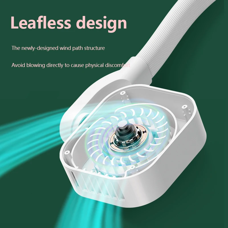 

2021 Summer Style Portable Mini Bladeless Fan Neck Fan 2000mAh USB Rechargeable Fan Mute Sports Rotatable Fans for Home Outdoor