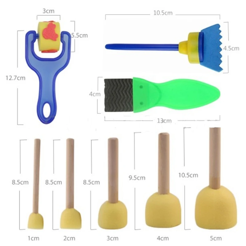 

26PCS/SET Washable Sponge Painting Brushes Set for Kids Children Toddler Early Education Toys Art Supplies Gifts