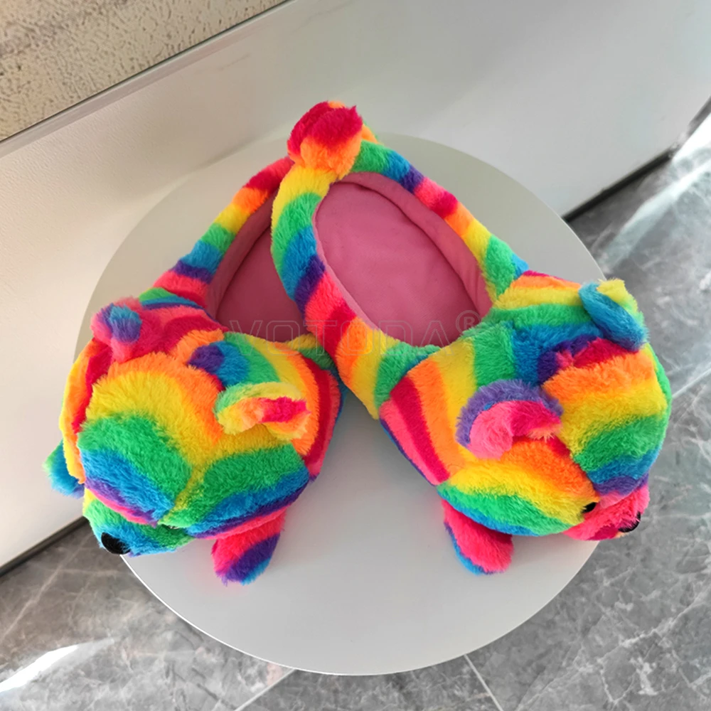 NEW Teddy Bear Slippers Women Indoor Home Flip Flops Cute Cartoon Bear Fur Slides Soft Comfortable Warm Winter Funny Plush Shoes