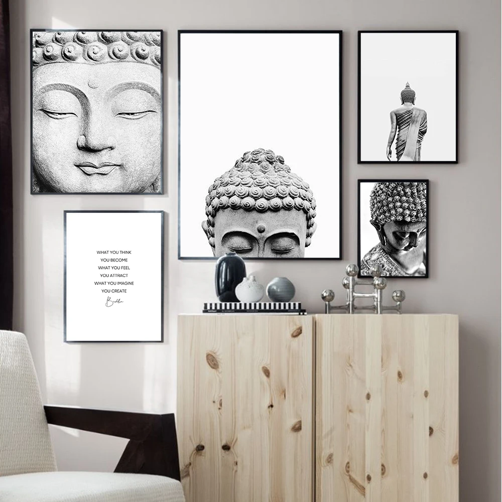 

Buddha Sculpture Paintings for Living Room Religion Chinese Tranditional Canvas Picture for Interior Frameless Prints On Loft