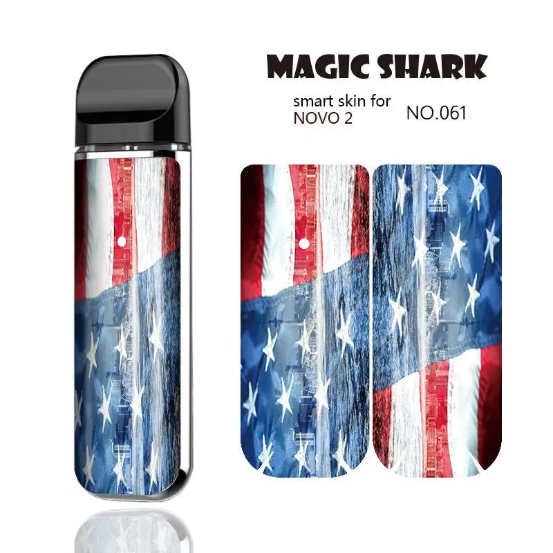 Магическая Акула 2.5D Флаг США Skul звезды Капитан Америка Тай Чи Vape стикер чехол пленка Обложка для Smok Novo 2 - Цвет: 061