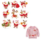 Рождественские нашивки, набор приклеиваемых утюгом нашивок для одежды, сделай сам, моющиеся нетоксичные наклейки, теплопередающие нашивки, наклейки с Санта-Клаусом