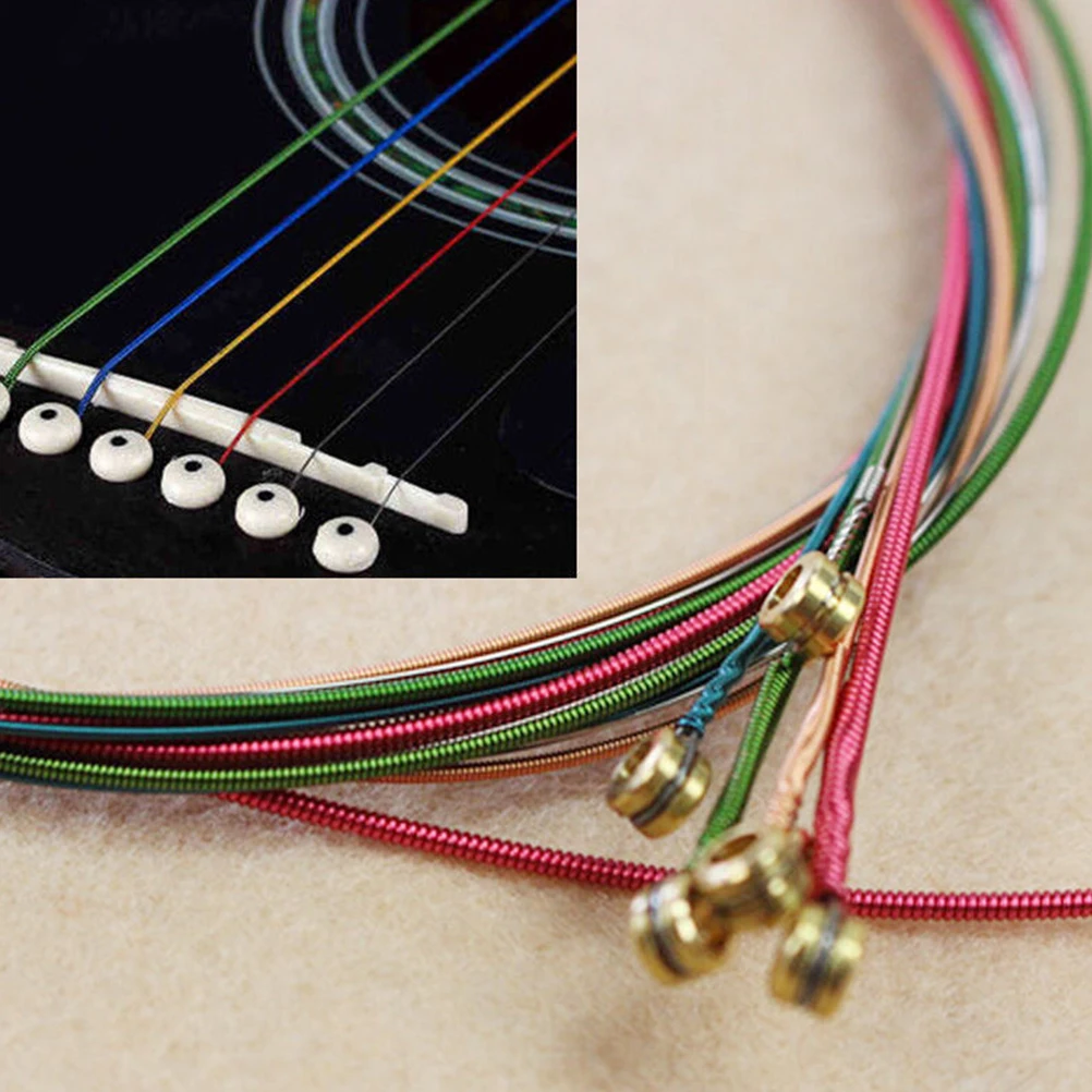 

6Pcs/Set Acoustic Guitar Strings Rainbow Colorful Guitar Strings E-A For Acoustic Folk Guitar Classic Guitar Multi Color