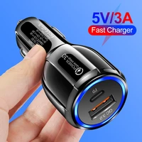 car charger dual usb type c qc 3 0 fast charging adapter for iphone12 13 xiaomi samsung s21 mobile phone charger usb pd charging