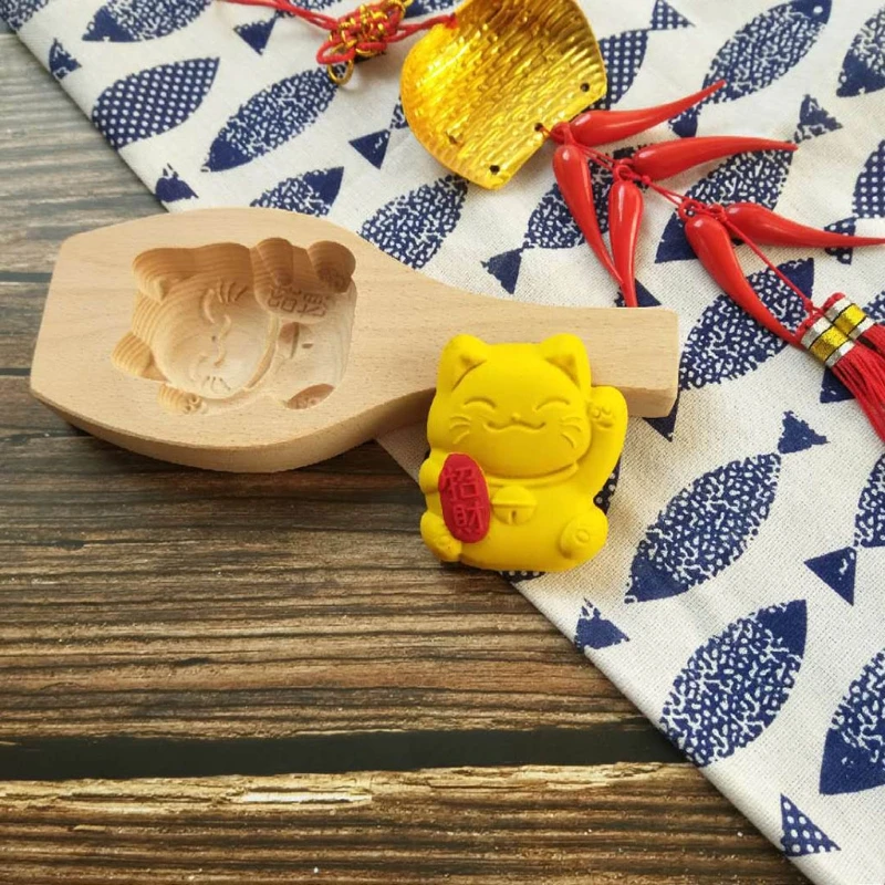 

Mooncake Mold Mid-autumn Festival Moon Cake Mould Cat Shape Wooden Baking Tool