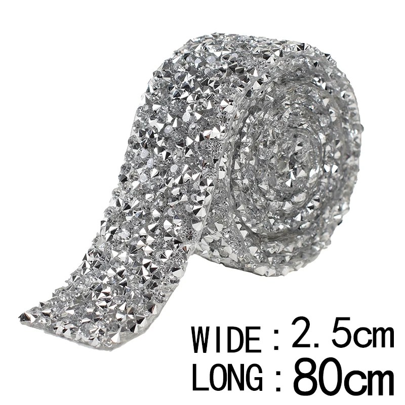 Top Quality Hot Fix Rhinestones Decorative Tape AB Crystal Flatback Trim for Cloth Art DIY Decoration Crafts 1.5cm/2.5cm 80cm |